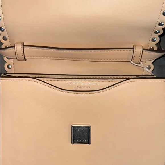 Tory Burch Cream Britten Studs Small Saddle Bag - Picture 6 of 8